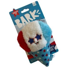 BarkBox Yankee Doodle Liberty Cone Squeaky Plush Dog Toy Red White Blue Stars